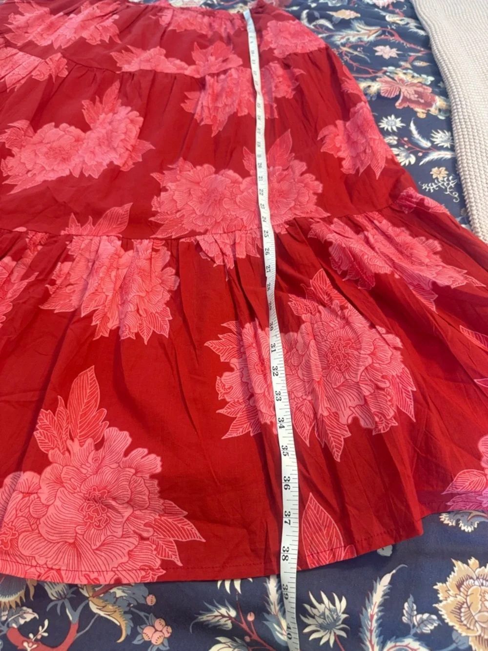 NWT Mille Anthropologie Paola Ruffle Maxi Skirt in Red Floral size Small - Picture 12 of 13